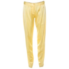 Blumarine, pantaloni in seta giallo limone dal taglio affusolato e rilassato M. I.