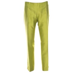 Moschino Pantaloni a gamba dritta in misto seta verde brillante L.L.A.