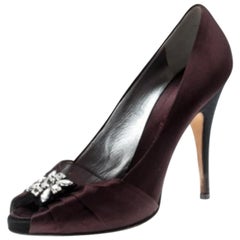 Giuseppe Zanotti - raso borgogna - Pumps Peep Toe impreziosite Taglia 40