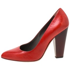 Dolce & Gabbana - Décolleté con tacco a blocco in pelle rossa, taglia 38
