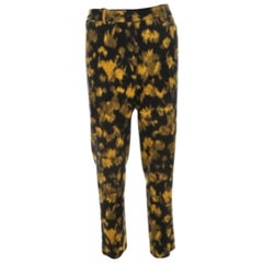 Michael Kors Pantalon fuselé en laine imprimé noir et jaune M.