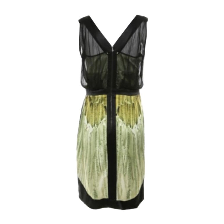 Narciso Rodriguez - Vestito senza maniche in raso verde e rete nera - M in vendita