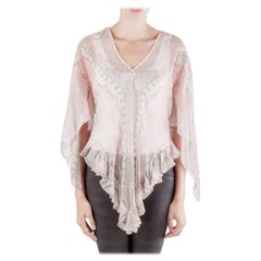 Zandra Rhodes Top rosa pallido in chiffon stropicciato con stampa paisley M. I.