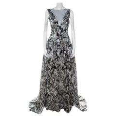 Lela Rose - Abito senza maniche monocromatico in lurex con motivo ikat e carré trasparente XS
