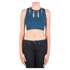 Cushnie et Ochs - Crop Top Cut Out in maglia blu M. I.