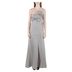 J Mendel - Abito grigio in misto seta senza spalline e con dettaglio a fiocco L.L.A.