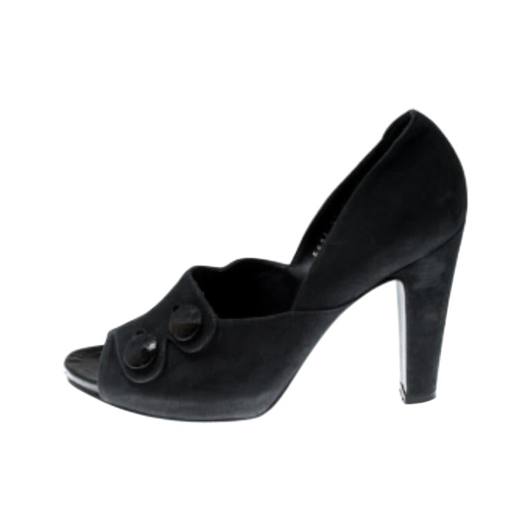 Sergio Rossi - Escarpins à boutons en daim noir - Taille 39