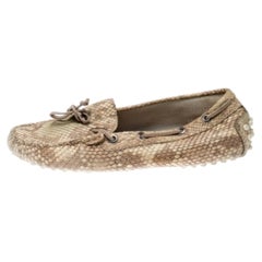 Mocassini con fiocco in pelle pitonata beige di Tod's misura 35,5