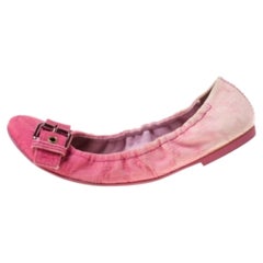 Louis Vuitton Ballerine con fibbia in denim rosa misura 37,5