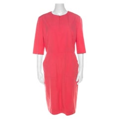 Jil Sander Coral Pink Zip Front Cotton Midi Dress M