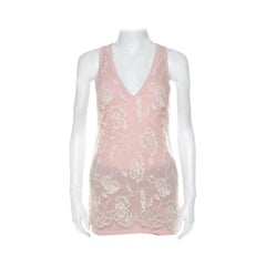Emanuel Ungaro Canotta rosa pallido con pizzo floreale sovrapposto L