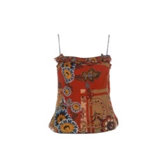 John Galliano Camisola de seda con estampado floral naranja óxido M