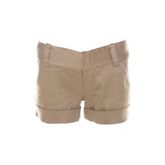 Alice + Olivia Pantaloncini con polsino in lino beige L.A.