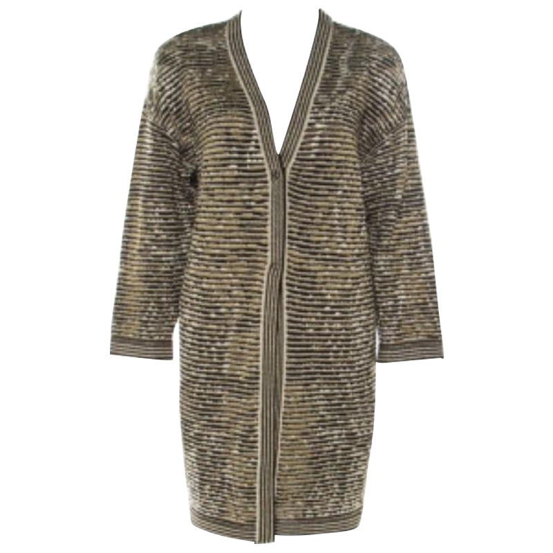 Missoni Cardigan lungo in maglia lurex a righe multicolore XS