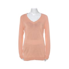 Prada - Maglia arancione pastello con scollo a V - Pullover sciolto S