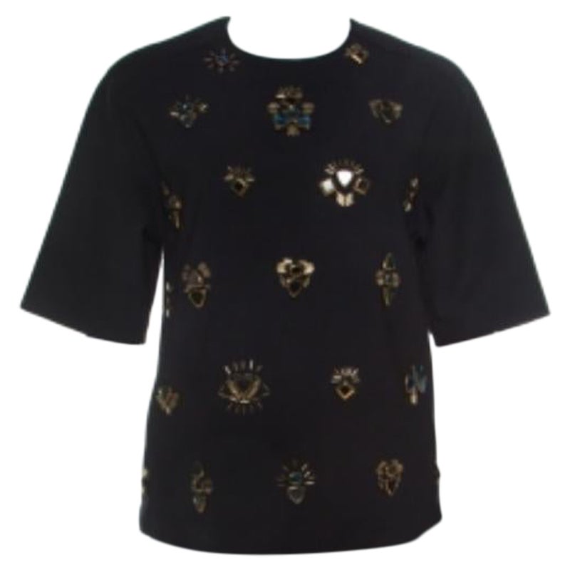 3.1 Phillip Lim - Top in crêpe elasticizzato nero impreziosito da perline S in vendita