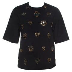 3.1 Phillip Lim Black Stretch Crepe Bead Embellished Top S