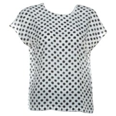 Dolce & Gabbana Monochrome Brushstroke Polka Dot Print Silk Blouse M