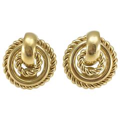 1980s Dior Gold-Tone Round Clip-On Earrings 1