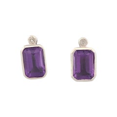 Skye Post-Ohrringe  10K Weißgold mit 0,52ctw Smaragdschliff Amethyst & Diamant