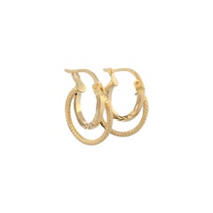 Bellatrix Double Hoop Earrings  14K Yellow Gold 5/8" Diamond-Cut Design