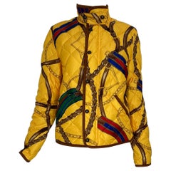 Ralph Lauren Quilted Down Leather Trimmed Equestrienne Theme Jacket Medium