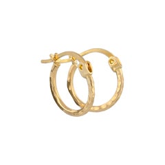 Valentina Hoop Earrings  14K Yellow Gold 1/2" Hammered Hoops Gift for Her