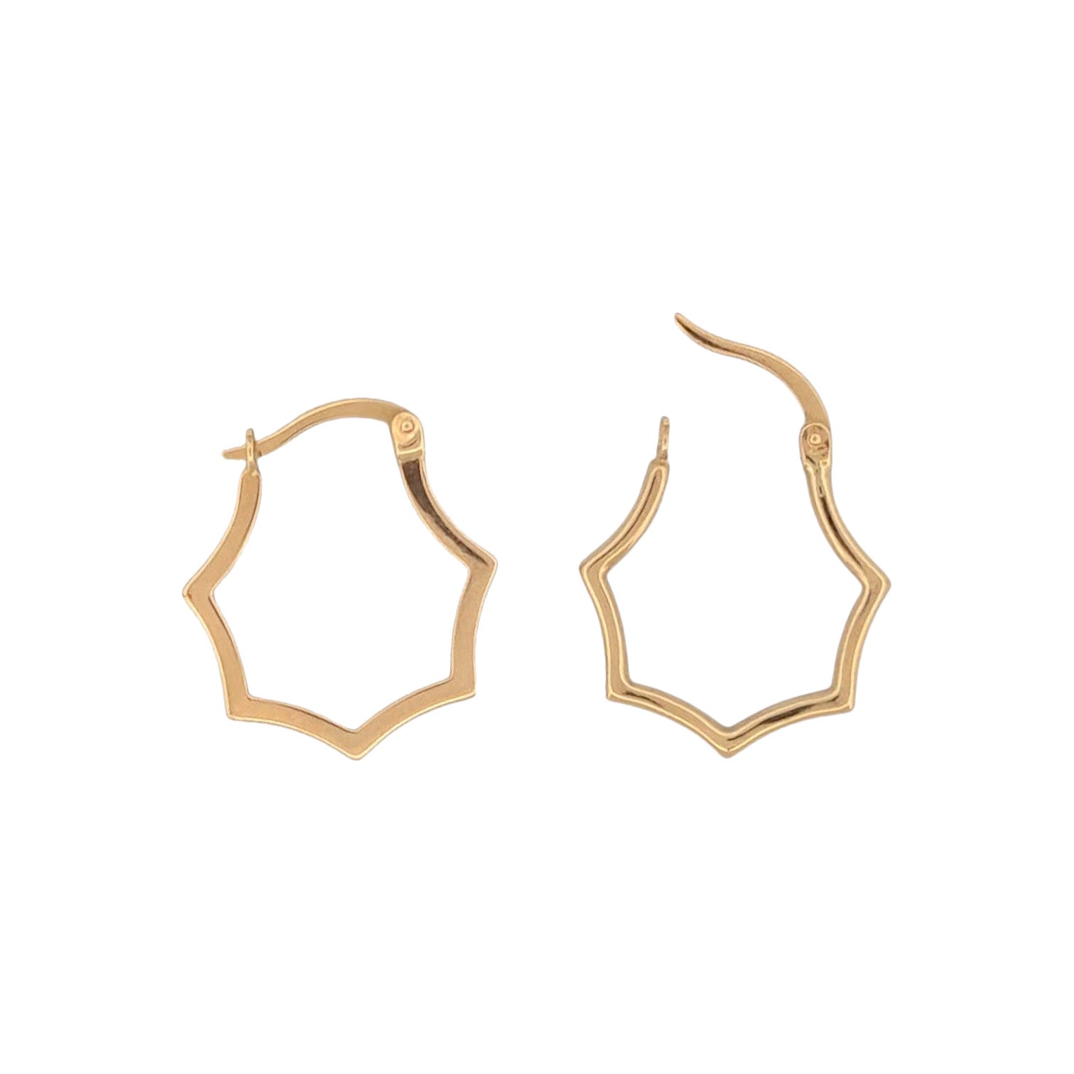 Theodora Hoop Earrings  14K Yellow Gold 3/4" Hexagon Hoops, Geometric Minimalis