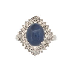 Lavender Ring  Platinum w/ 4.24ct Cabochon Sapphire & 0.62ctw Natural Diamonds