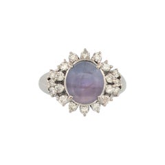 Theodosia Ring  Platinum w/ 0.61ct Cabochon Sapphire & 0.18ctw Natural Diamonds