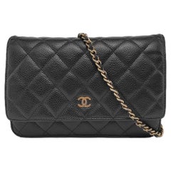 Chanel Wallet on Chain Classic Flap Black Caviar Leather Gold Hardware