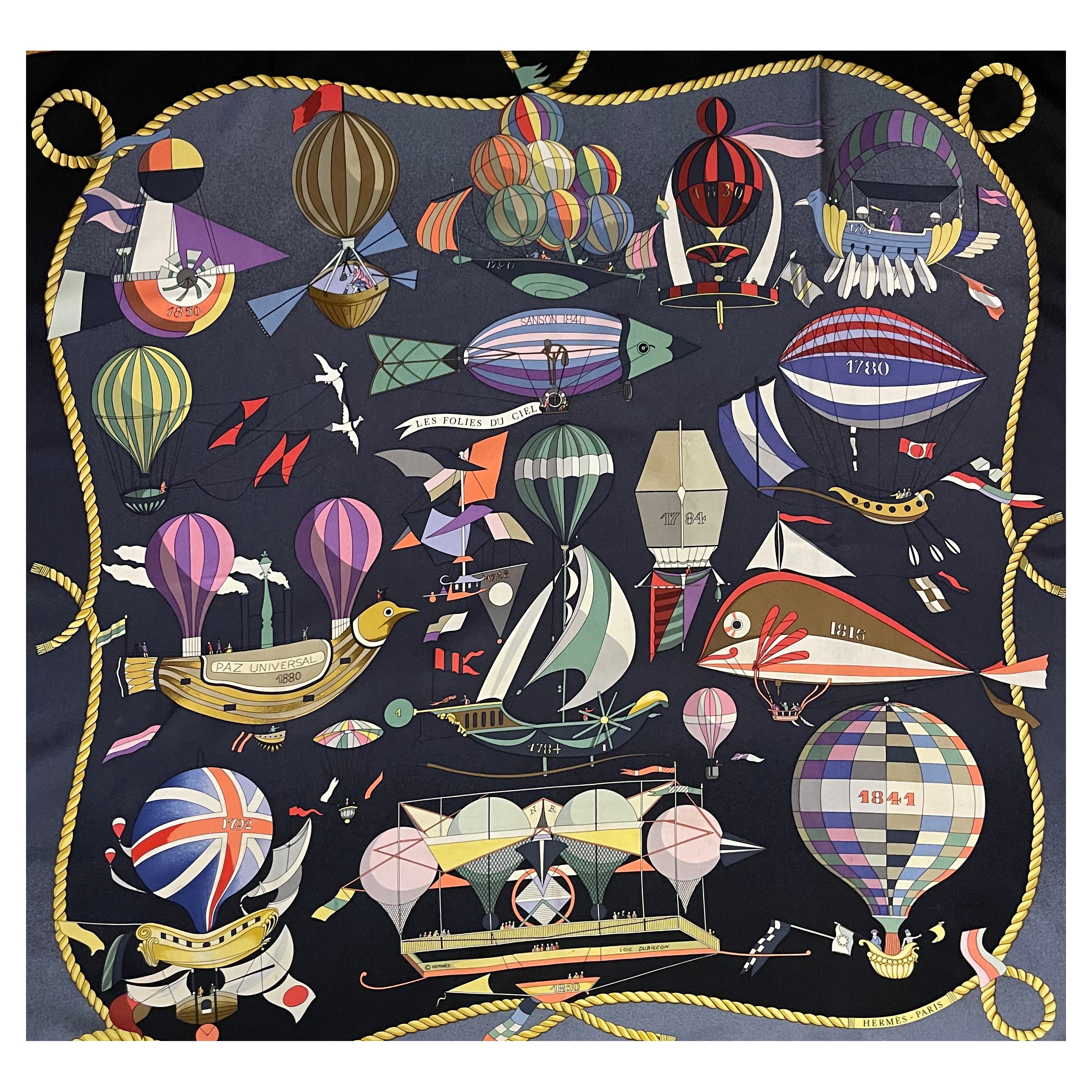 Sciarpa Hermès "Folies Du Ciel" 1984 in vendita