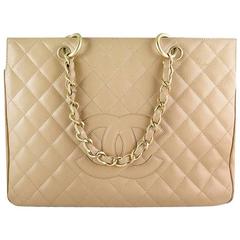 Chanel Gst Jumbo Caviar Beige Grand Shopping Tote Bag