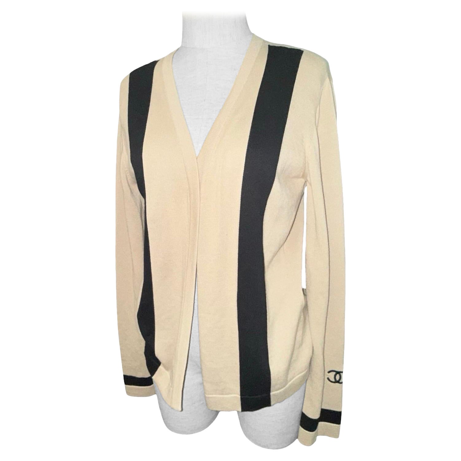 Chanel beige cotton and cashmere cardigan