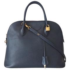 Hermes Bolide Bag 2 ways Navy Blue Courchevel Leather Gold Hdw 37 cm 6