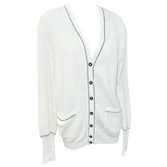 Chanel white cotton knitted long sleeves cardigan