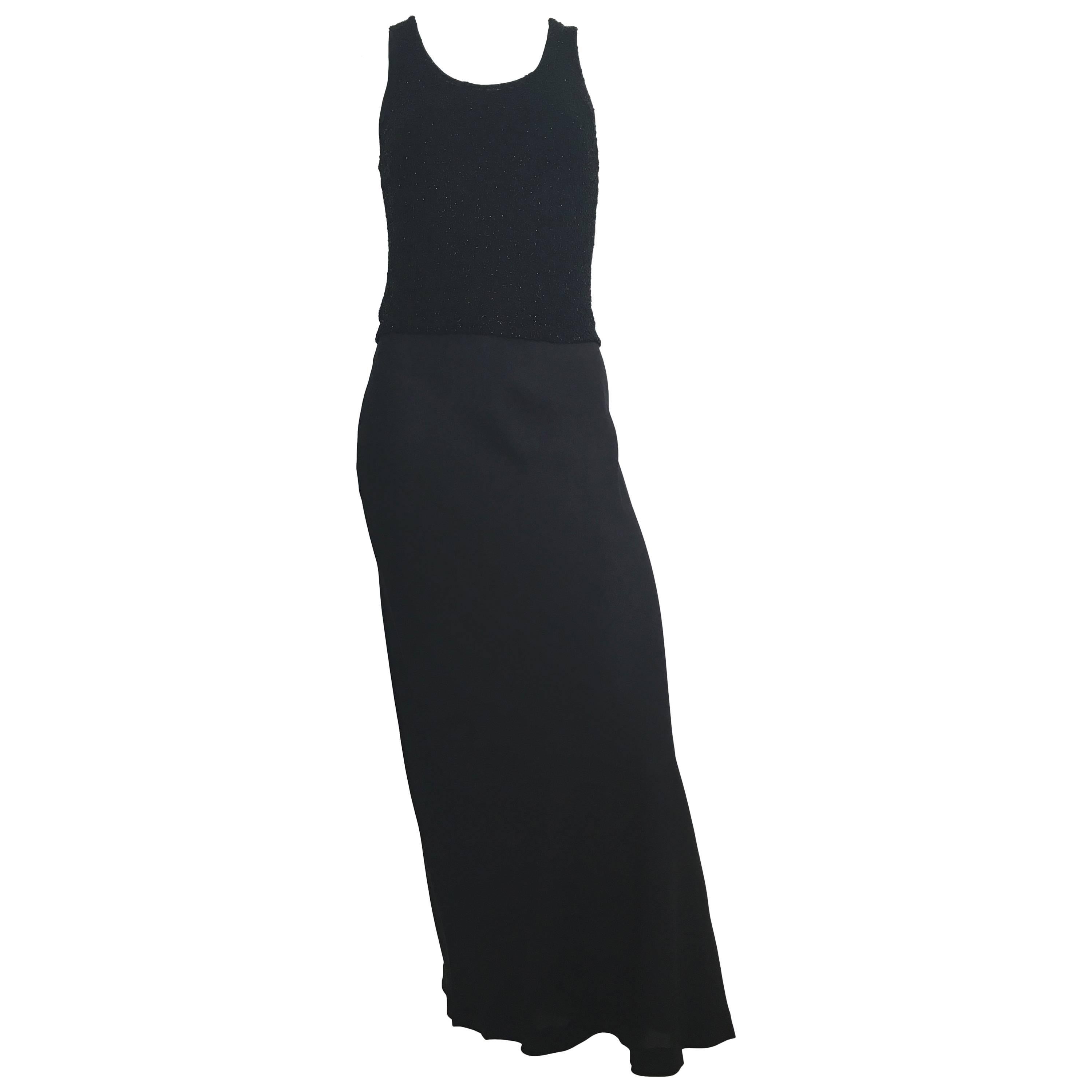 Donna Karan Black Silk Minimal Bias-Cut Gown Size 4.  For Sale