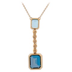 Collar Esmeralda Topacio, oro amarillo de 18 quilates con topacio azul de 2,05 ct