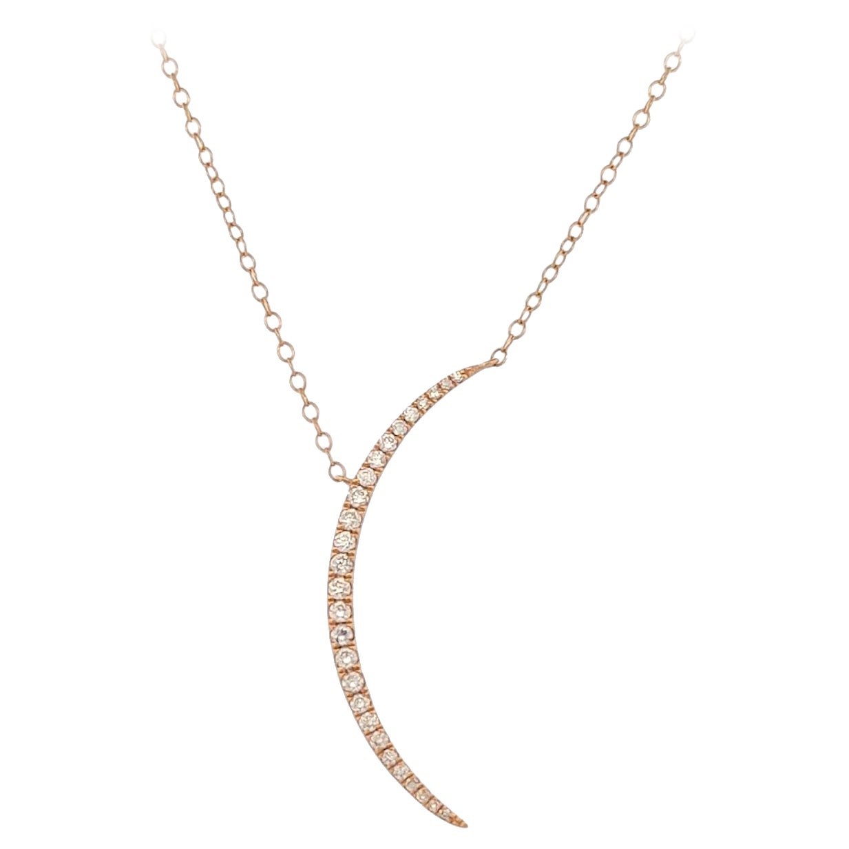 Clementine Crescent Moon Necklace, 14K Yellow Gold with Prong Set