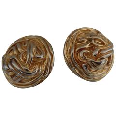 Gold tone clip on earrings 12