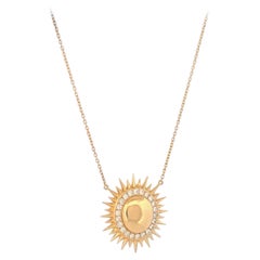 Collar Colgante Sol de Veridiana, oro amarillo de 18 quilates con punta redonda natural engastada