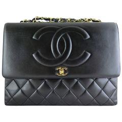 Chanel Maxi Jumbo Black Lambskin 2.55 CC Evening Flap Bag