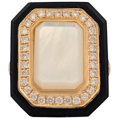 Elysia Statement Ring, 18K Yellow Gold with 2.64ct White Mother of Pearl