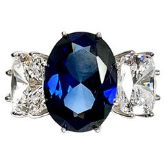 Classic Antique Style 10-carat Burma Sapphire Diamond Costume Jewelry Ring