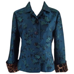 Retro Pamela Flower embellished Blu jacket
