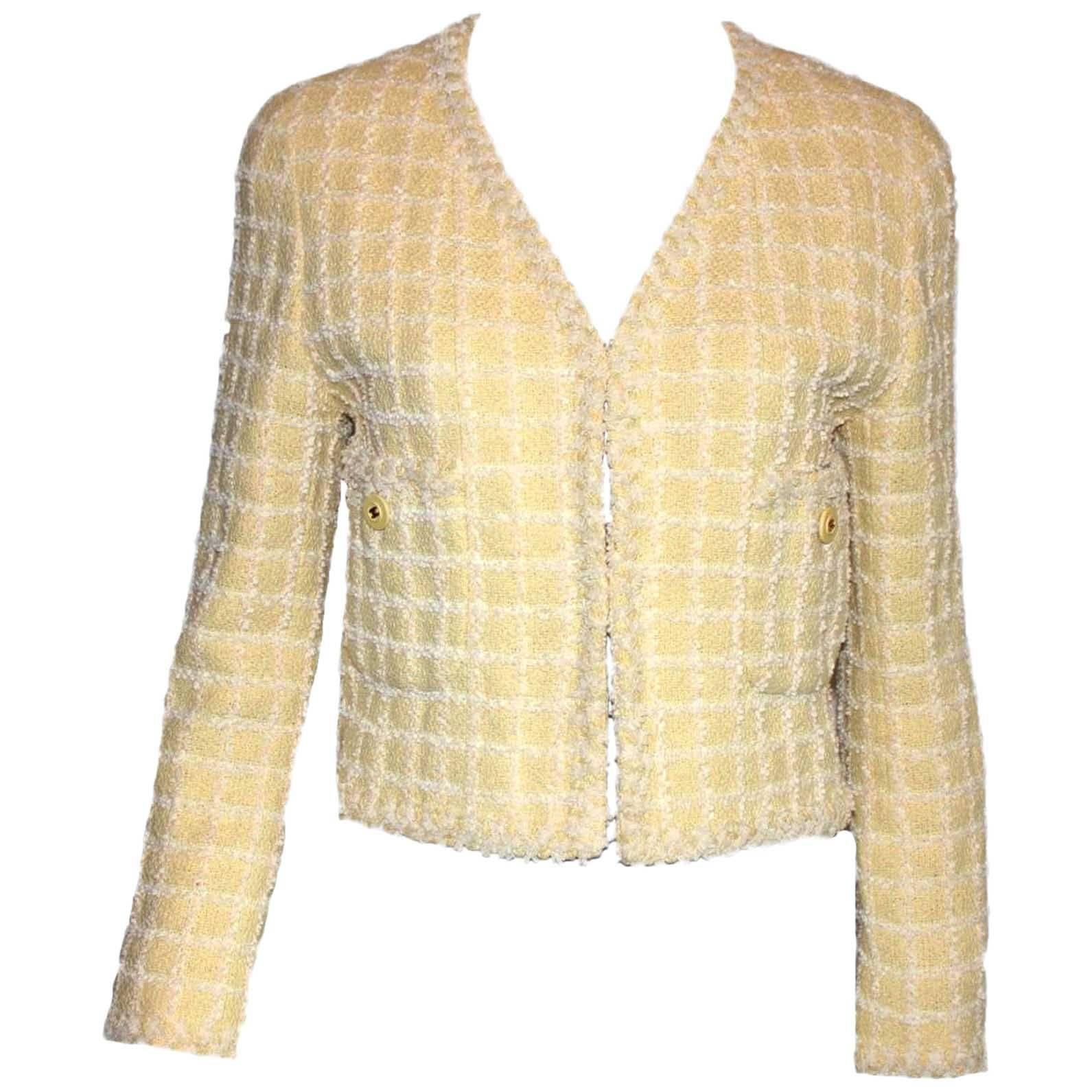 Iconic Chanel 1994 Yellow & Lime Pastels Lesage Tweed Jacket - Museum Piece 40