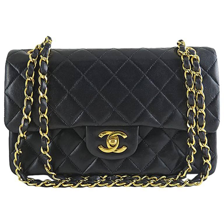 Chanel Black Lambskin 9inch Classic 2.55 Double Flap Bag For Sale