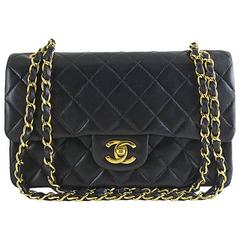 Chanel Black Lambskin 9inch Classic 2.55 Double Flap Bag