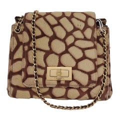 Chanel Marrón Beige Pelo de Poni Estampado Jirafa Bolso 2.55 Reissue