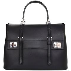 Prada Black Calf Leather Pattina City Satchel Bag w/ Optional Strap 